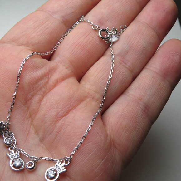 *925 Sterling Silver Multi charm Anklet Bracelet - Picture 2 of 3
